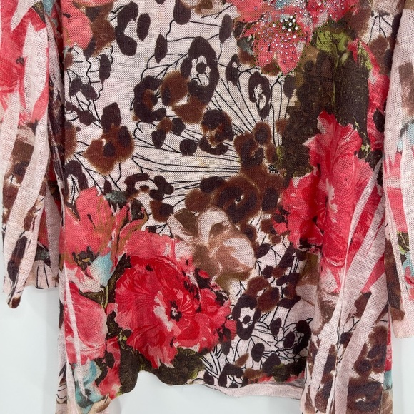 Cactus Fashion  Cherry Blossom, 3/4 Sleeve Scoop Neck Sublimation Tunic Sz Large - Picture 10 of 11